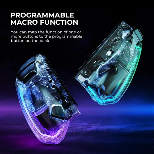 Vista 4 de NYXI Hyperion Transparent Style Wireless Joy-pad with 8 Color LED for SwitchSwitch OLED, Hyperion switch controller with RGB Lights, Programmable