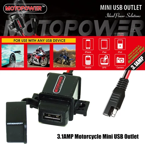 Vista 9 de MOTOPOWER MP0609A Kit de Puerto USB para Motocicleta de 3.1Amp SAE a Adaptador USB para Motocicleta