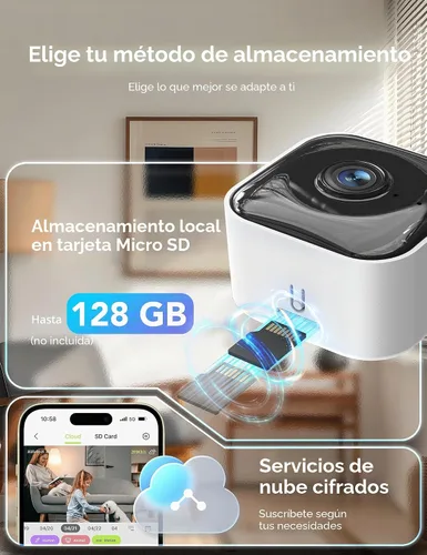 Vista 7 de GNCC Cámara de seguridad interior 2K para el hogar, cámara para mascotas con WiFi de doble banda, mini cámara para perros con aplicación