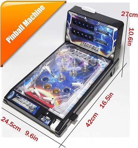 Vista 3 de Retro Arcade Game Desktop Pinball Machine Electronic Super Marble Arcade Machine Mini Pinball Juego con marcador de música ligera
