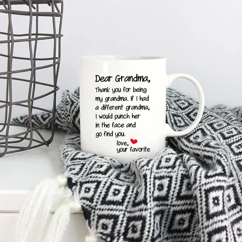 Vista 5 de 5Aup Taza de Café Divertida de la Abuela para el Día de la Madre, Regalos de Navidad del Nieto y la Nieta, Querida Abuela, Gracias por Ser... Ama
