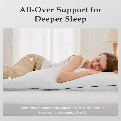 Vista 4 de DWR Almohada corporal de plumas de ganso, envoltura alternativa al plumón, funda de algodón orgánico, almohada de cuerpo completo de soporte medio