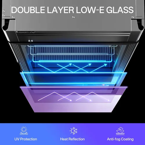 Vista 3 de Coolski Refrigerador comercial de puerta de vidrio de 1 puerta, comercializador de pantalla de acero inoxidable con luz LED para uso comercial