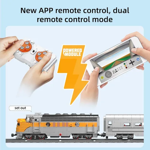 Vista 5 de Mould King 12018 Technology Control remoto USA EMD F7 WP Diesel Locomotora ferrocarriles tren iluminación de bloques de construcción Kit