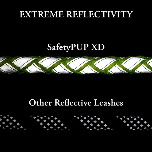 Vista 3 de SafetyPUP XD Correa reflectante para perro. Resistente y duradera para razas grandes y medianas. Cuerda de 6 pies de largo, correa trenzada sin Negro