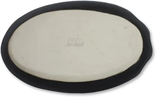 Vista 4 de roro Platos llanos de cerámica hechos a mano en negro mate (juego de 2) – 12.5 x 7.5 pulgadas diseño ovalado Artesanía artesanal para comedor