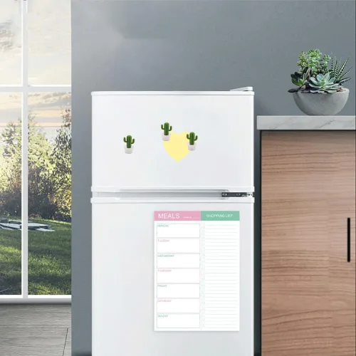 Vista 6 de Almohadilla magnética para planificación de comidas para refrigerador, almohadilla de planificación de comidas de 10 x 7 pulgadas con lista