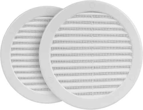 Vista 27 de Paquete de 10 cubiertas redondas de ventilación de aire de 4 pulgadas – Deflector de ventilación de aire Soffit de plástico blanco con malla