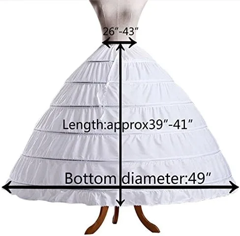 Vista 4 de YULUOSHA Las mujeres Crinoline Hoop enaguas falda resbalones piso longitud Underskirt para vestido de novia vestido de bola
