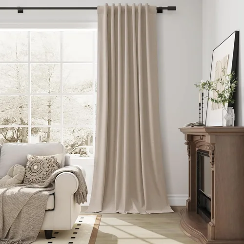 Vista 20 de Guken Cortinas opacas de lino, 2 paneles rústicos, elegantes, 100% opacas, con aislamiento térmico, banda de ganchos y trabilla trasera, 52 x 84