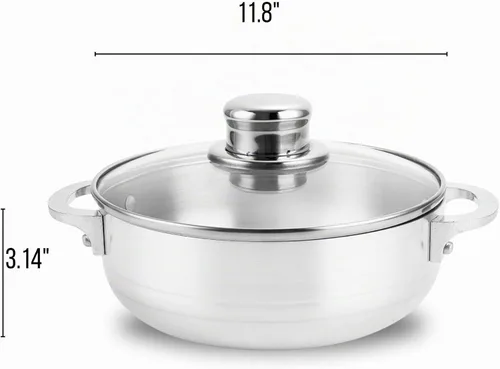 Vista 7 de Alpine Cuisine - Caldero de cocina de aluminio antiadherente de 3.5qt con tapa de vidrio ventilada y asas