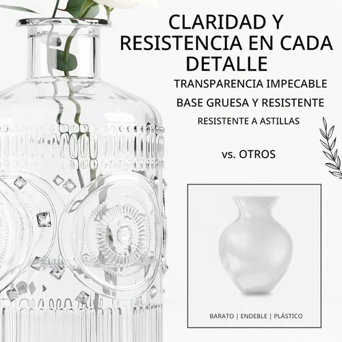 Vista 6 de Gather & Bloom Creations Juego de 5 Mini Floreros – Jarrones Pequeños de Cristal Transparente en Formas y Tamaños Únicos para Flores, Luces