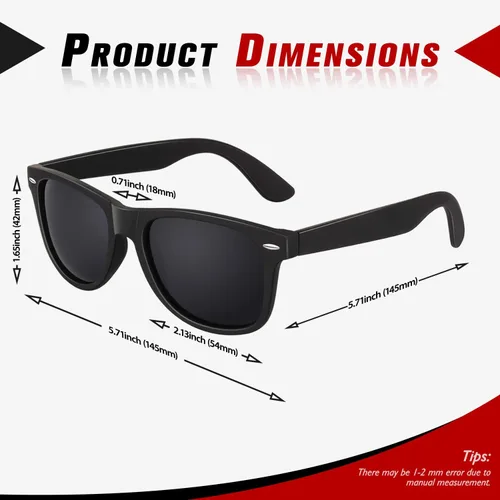 Vista 4 de Sunier SR003 - Lentes de sol polarizados para hombres y mujeres, lentes UV400, lentes retro clásicos, cuadrados, paquete de 2, SR003