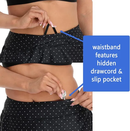Vista 5 de HDE Falda pantalón corta de talla grande para mujer con pantalones cortos de bicicleta, pantalones cortos de golf, falda de natación con bolsillos