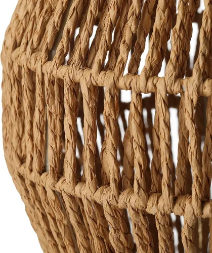 Vista 6 de Lámparas de mesa boho para dormitorio y sala de estar - Pequeñas linternas de canasta tejida natural con pantallas de cuerda de papel