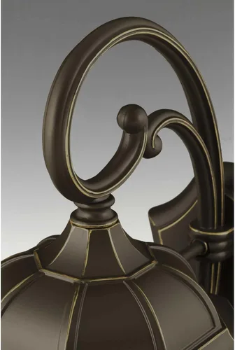 Vista 2 de Progress Lighting Verdae Collection - Farol de pared grande tradicional de cristal transparente con 3 luces, para exteriores, bronce antiguo
