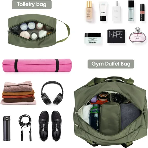 Vista 7 de Ceneda Bolsa de lona de gimnasio de 20 pulgadas con bolsillo húmedo para zapatos, portátil, bolsa de fin de semana, bolsa de viaje, bolsa de yoga