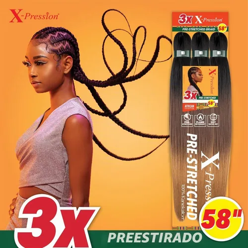 Vista 3 de Sensationnal Braids XPRESSION 3X Trenza preestirada de 58 pulgadas (paquete de 5, 1B)