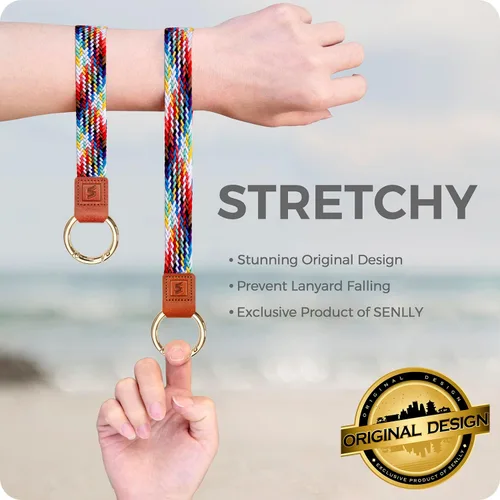 Vista 3 de Cordón de pulsera, soporte elástico para llavero, diseño elástico original anticaída