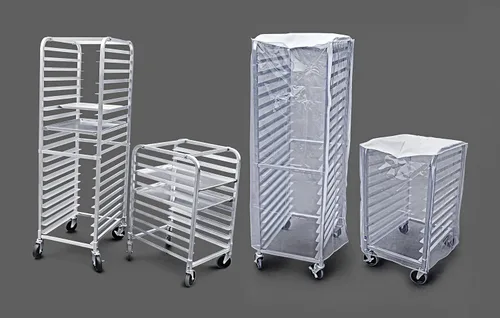 Vista 9 de New Star Foodservice 36510 Estante para Bandejas/Moldes para Bollos de Aluminio de Grado Comercial de 10 Niveles, 26" L x 20" A x 38" Al con Ruedas
