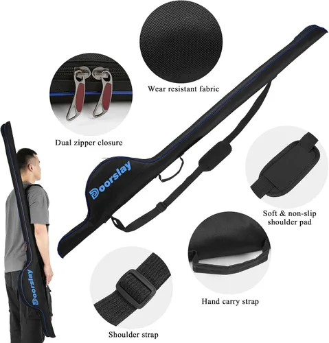 Vista 2 de Bolsa para caña de pescar – Funda protectora de caña y carrete de 63 pulgadas, funda plegable portátil, almacenamiento y organizador de aparejos