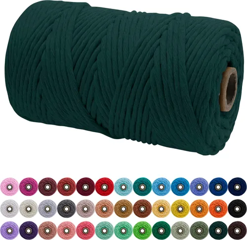 Vista 65 de JeogYong Cordón de macramé de un solo hilo 3 mm x 109 yardas (328 pies) Cuerda de algodón suave Hilo de macramé de 3 mm, suministros de macramé