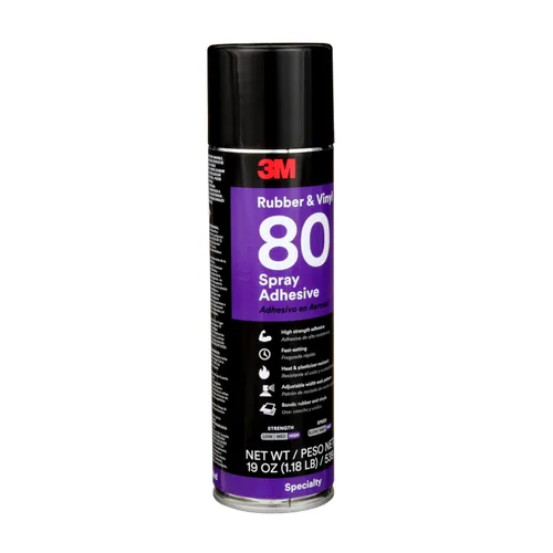 Vista 3 de Spray adhesivo de hule y vinilo 3M 80, aerosol de 24 onzas (Peso neto 19 oz)