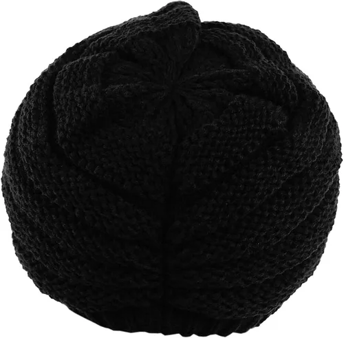 Vista 4 de C.C Gorro de punto trenzado cálido y grueso con visera