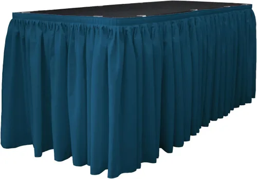 Vista 21 de LA Linen Falda de mesa de popelina de poliéster para mesas rectangulares, tela plisada para banquetes de boda, 14 pies por 29 pulgadas de largo