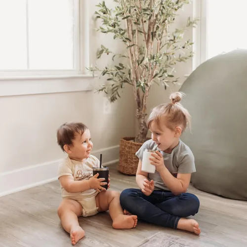 Vista 8 de CUPKIN - Taza apilable de acero inoxidable para niños, taza para batidos, tazas aisladas con recubrimiento en polvo, tapa libre de BPA y pajilla