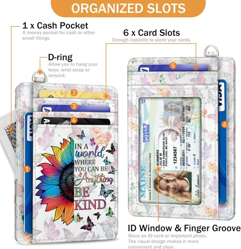 Vista 4 de Yonlevres Cartera delgada para tarjetas de crédito, cartera RFID para mujer, bolsillo frontal, soporte para tarjetas pequeñas, estuche para tarjetas