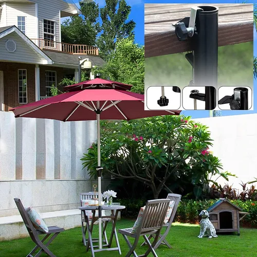 Vista 4 de weallbuy Soporte de abrazadera para sombrilla de patio al aire libre, soporte para sombrilla de terraza, soporte para sombrilla de patio para silla