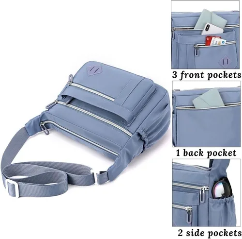 Vista 6 de Wxnow Bolso bandolera con múltiples bolsillos para mujer, bolso de viaje para trabajo