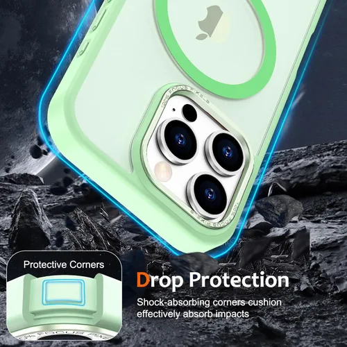 Vista 361 de Anuck - Funda magnética para iPhone 11 compatible con MagSafe, carcasa trasera mate translúcida dura, borde de TPU, delgada, resistente a impactos