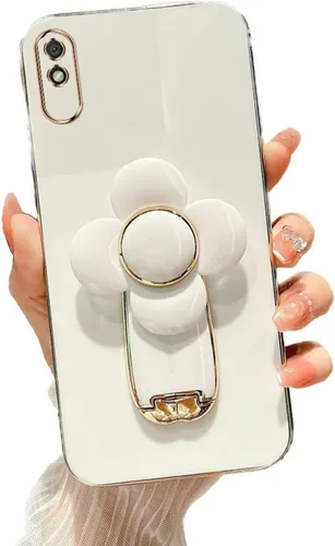 Vista 74 de Miagon - Funda con soporte para Xiaomi Redmi A1, galvanizado suave TPU protector delgado a prueba de golpes con molinete giratorio soporte de flores