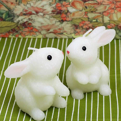 Vista 5 de Molde de vela de conejo 3D Conejito de Pascua Silicona Chocolate Candy Mold Cake Decorating Tools Yeso de París jabón resina epoxi molde