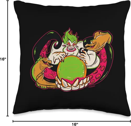 Vista 4 de Disney 100 Villains La Sirenita Úrsula Halloween D100 - Almohada de 16 x 16 pulgadas, multicolor