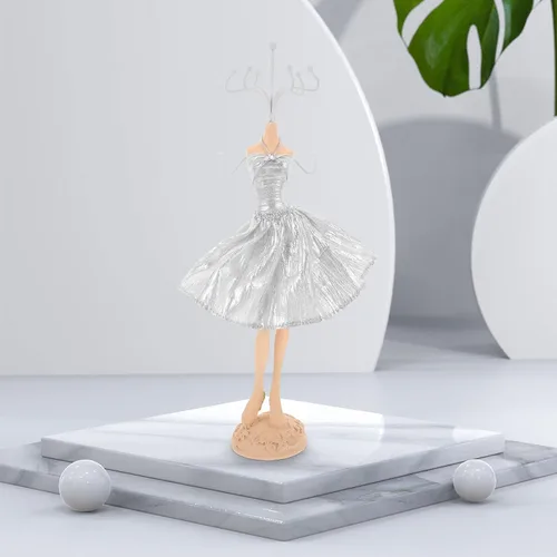 Vista 7 de BESTonZON Princess Mannequin Jewelry Display Stand with Necklace and Bracelet Holder Silver Resin Organizer for Women Jewelry Storage and Selling