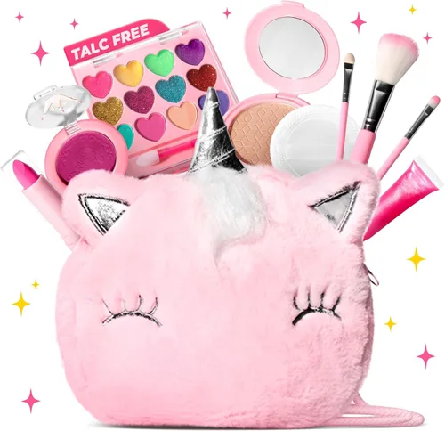 Vista 16 de ULOVEME Umicorn - Kit de maquillaje real para niñas pequeñas, juguete de maquillaje real, no tóxico, lavable, regalo para cumpleaños de niñas de 3