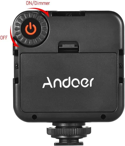 Vista 6 de Andoer W49 Mini cámara de enclavamiento LED Panel luz regulable videocámara iluminación de vídeo con adaptador de montaje de zapato para Canon Nikon