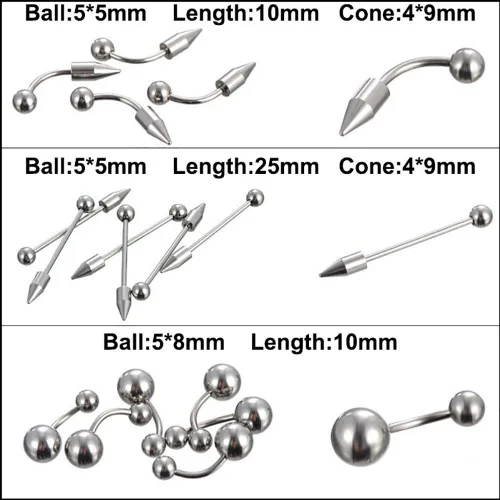 Vista 6 de 156085 piezas de piercings corporales, decoración de joyería, unisex, lengua, nariz, uñas, ombligo, juego de anillos de regalo