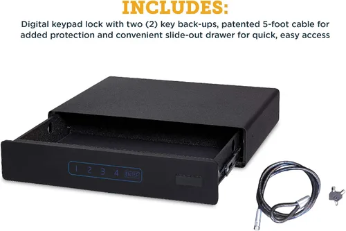 Vista 7 de SnapSafe Caja fuerte debajo de la cama, tamaño mediano – Caja fuerte para armas de fuego, municiones y objetos de valor – Cabe en el maletero de SUV