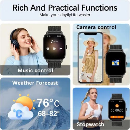 Vista 5 de Reloj Inteligente para Mujeres Rastreador de Fitness: Hacer y Contestar Llamadas Smartwatch Impermeable para Correr Compatible con Teléfono Android