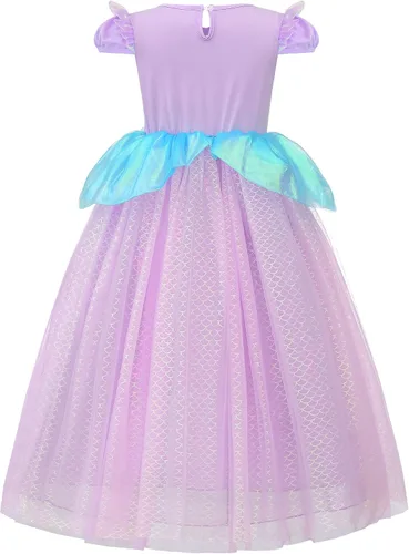 Vista 3 de JerrisApparel Vestido de sirena de princesa para niñas, disfraz de tutú de Halloween, fiesta de cumpleaños, juego de rol