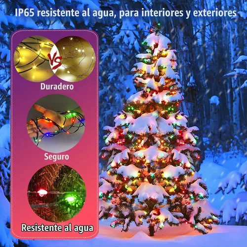 Vista 7 de Luces inteligentes para árbol de Navidad, línea colgante de 6.5 pies que va sobre el árbol, 200 luces LED que cambian de color multicolor