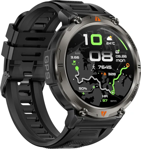 Vista 13 de Reloj inteligente militar para hombre, reloj GPS con linterna, brújula 3ATM, impermeable, resistente, táctico, inteligente, Bluetooth, 1.45