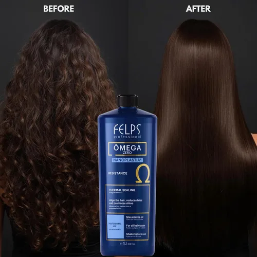 Vista 2 de Kit Felps Professional Omega Zero - Kit de tratamiento de alisado de cabello con nanoplastia Force Gloss sin enjuague, sin formaldehído, 33.81 onzas