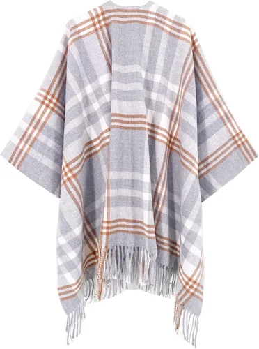 Vista 125 de Moss Rose Chal de viaje para mujer, capa tipo poncho de frente abierto para otoño e invierno