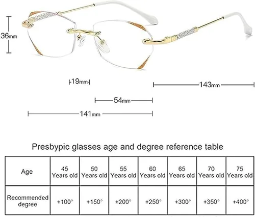 Vista 3 de Glassesify - Gafas de lectura para mujer, sin montura de diamante, antiluz azul, ligeras