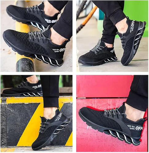 Vista 7 de Steel Toe Shoes for Men Women Indestructible Work Shoes Lightweight Puncture Proof Comfortable Water Resistant Safety Sneakers Slip-Resistant